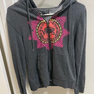 Vans Charcoal Gray Zip Up Hoodie With Vintage Logo Women’s Medium